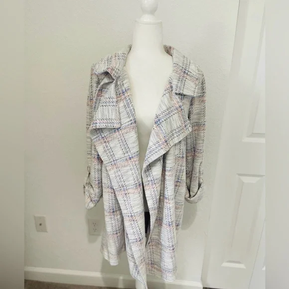 New Anthropologie Dolan Long Plaid Sweater Coat Size S - Picture 2 of 9